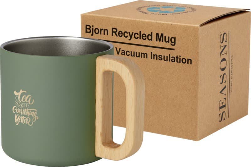 Bjorn 360 ml RCS-sertifisert krus av resirkulert rustfritt stål med kobbervakuumisolasjon - LogoY1