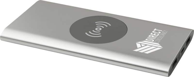 Juice 8000 mAh Type-C recycled aluminium wireless power bank - LogoY1
