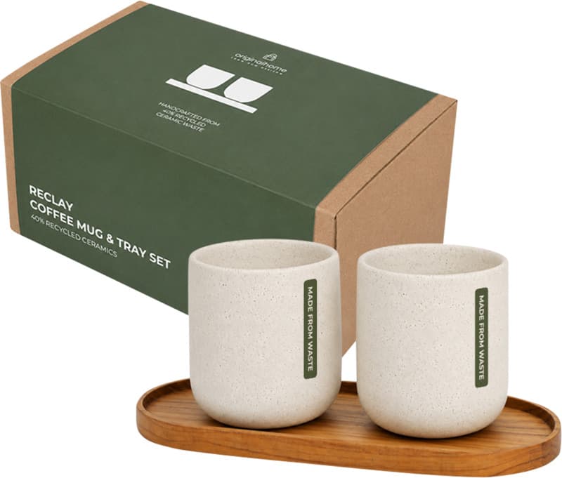 Originalhome oval wooden tray and 150 ml ceramic mug set - Main