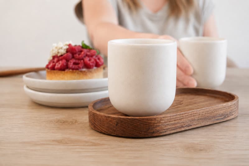 Originalhome oval wooden tray and 150 ml ceramic mug set - Mood2