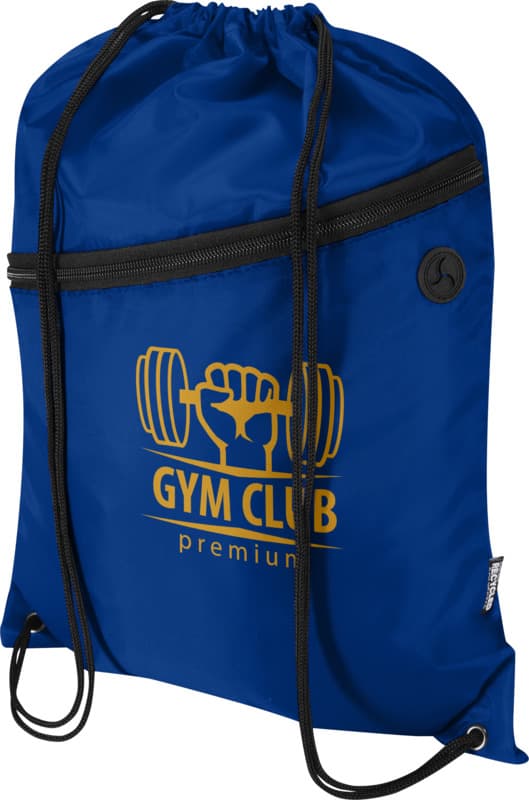 Oriole RPET drawstring bag with zipped front pocket 5L - LogoY1