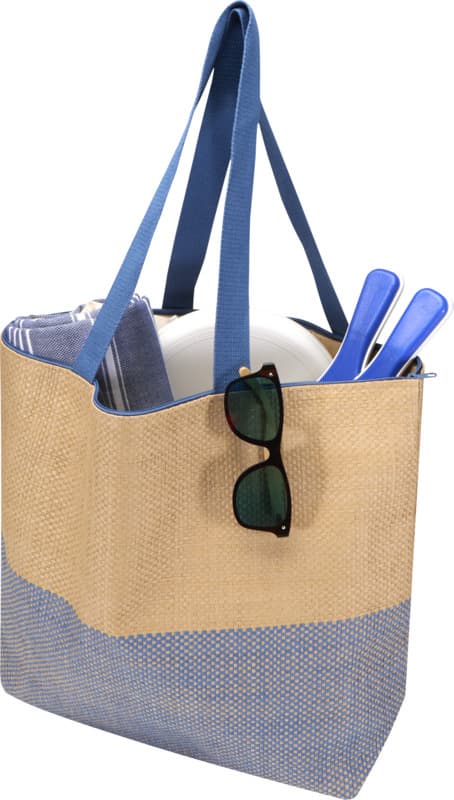 Rhythm straw paper large zipped tote bag 21L - Extra1
