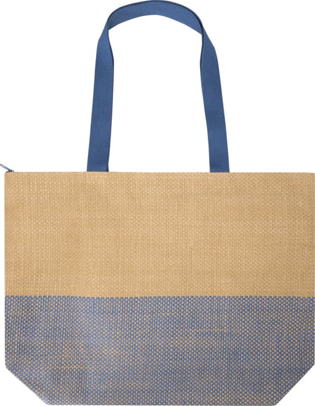 Rhythm straw paper large zipped tote bag 21L - Front