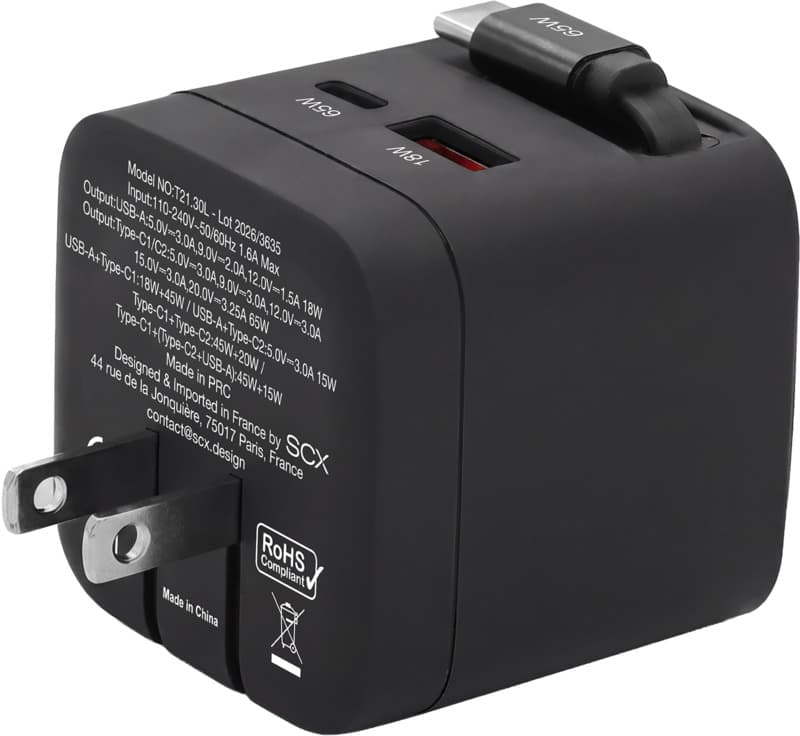SCX.design T21 65W travel adapter - Back