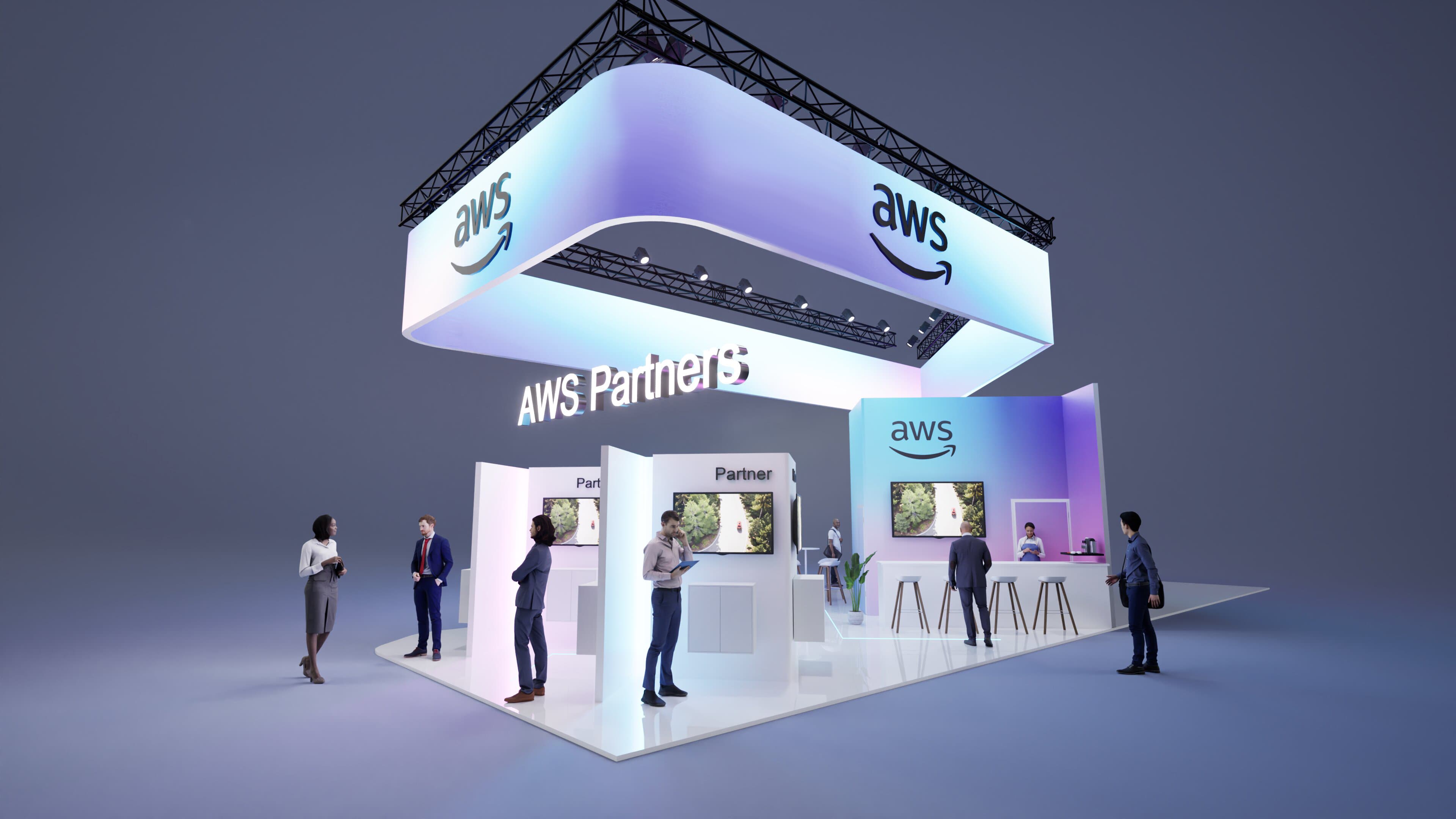 Exhibition stand for Amazon Web Services (Tech · Cloud) designed by Show Off